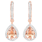 Morganite Dangle Earrings With White Topaz 2.02 Carats Gold Plated Silver