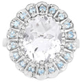 Crystal Quartz Ring With Swiss Blue Topaz 5.86 Carats Sterling Silver
