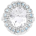 Crystal Quartz Ring With Swiss Blue Topaz 5.86 Carats Sterling Silver