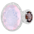 Multicolor Quartz Ring With White Topaz 8.22 Carats Sterling Silver