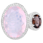 Multicolor Quartz Ring With White Topaz 8.22 Carats Sterling Silver