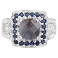 Labradorite Ring With Blue Sapphire 3.52 Carats Sterling Silver