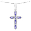 Tanzanite Cross Pendant 0.82 Carats Sterling Silver