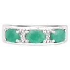 Emerald Ring With White Topaz 1.34 Carats Sterling Silver