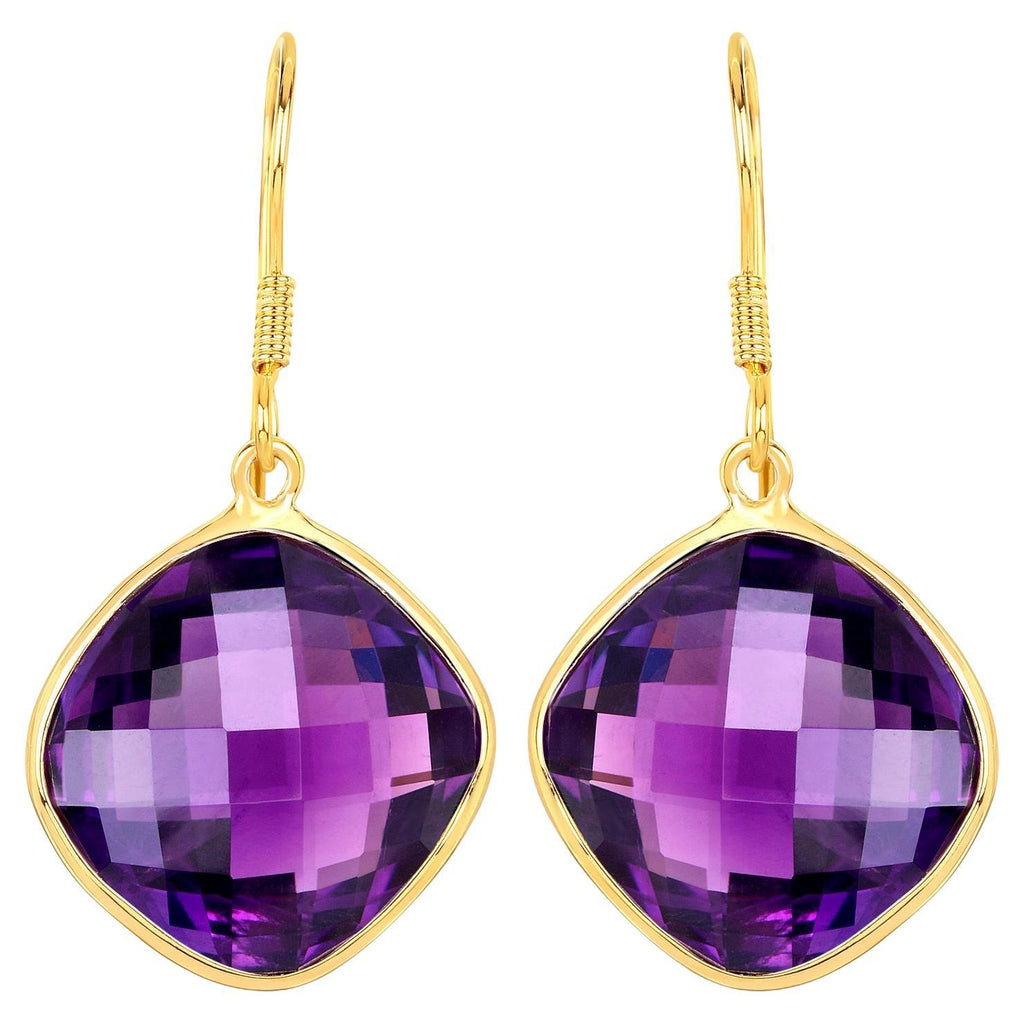 Amethyst Earrings 24.5 Carats Gold Plated Silver