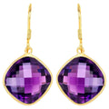 Amethyst Earrings 24.5 Carats Gold Plated Silver