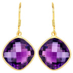Amethyst Earrings 24.5 Carats Gold Plated Silver
