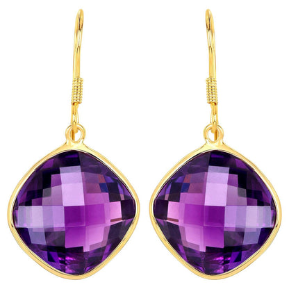 Amethyst Earrings 24.5 Carats Gold Plated Silver