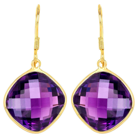 Amethyst Earrings 24.5 Carats Gold Plated Silver
