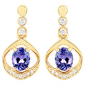 Natural Tanzanite Earrings With Diamonds 0.72 Carats 14K Yellow Gold