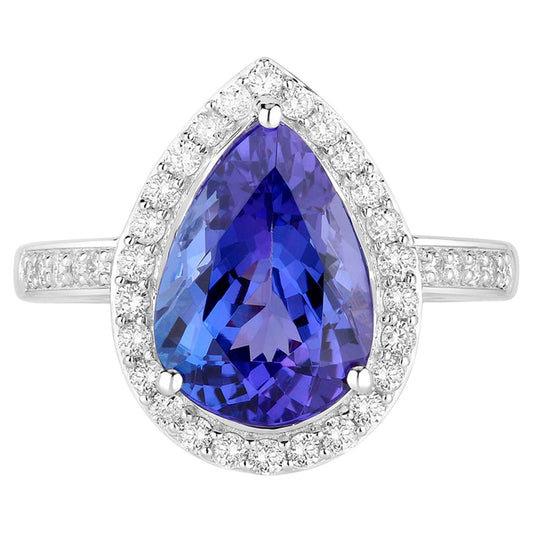 Tanzanite Ring Diamonds 4.42 Carats 14K White Gold