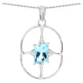 Swiss Blue Topaz Pendant 5.24 Carats Sterling Silver