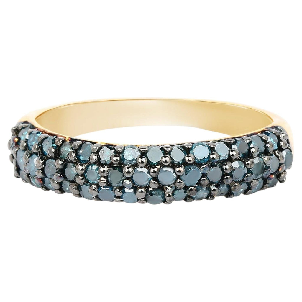 Blue Diamond Ring 0.64 Carats Gold Plated Silver