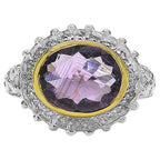 Amethyst Ring With White Topaz 4.35 Carats Gold Plated Silver