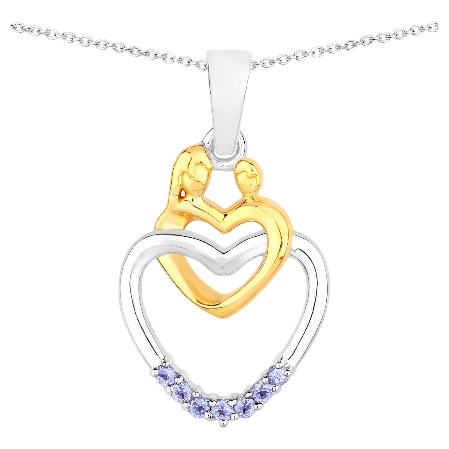 Tanzanite Mom Pendant 0.12 Carats Gold Plated Silver