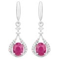 Natural Ruby Earrings With Diamonds 0.66 Carats 14K White Gold