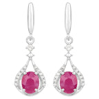 Natural Ruby Earrings With Diamonds 0.66 Carats 14K White Gold