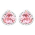 Morganite Stud Earrings With Diamonds 3.24 Carats 14K Rose Gold