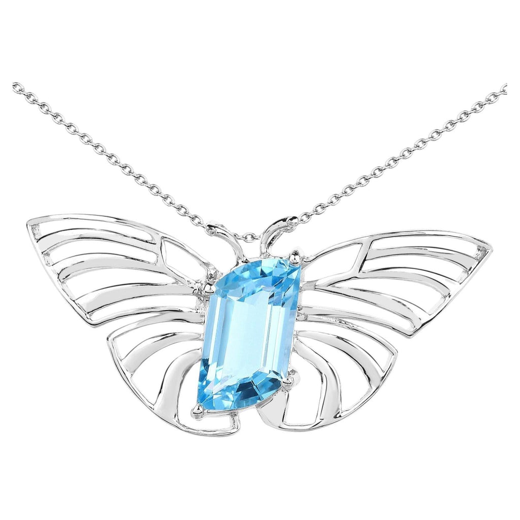 Swiss Blue Topaz Pendant 10.6 Carats Sterling Silver