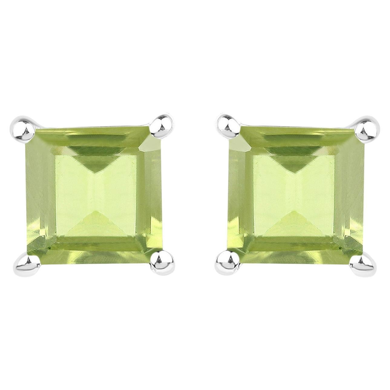Peridot Earrings 2.28 Carats Sterling Silver
