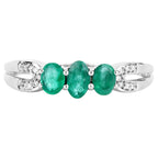 Zambian Emerald Ring With Diamonds 0.48 Carats 14K White Gold