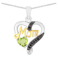 Peridot Mom Heart Pendant With Black Spinel 0.46 Carats Gold Plated Silver