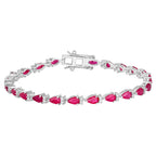Ruby Bracelet With Diamonds 6.62 Carats 14K White Gold