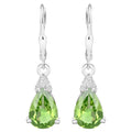 Peridot Dangle Earrings White Zircon 2.80 Carats 18K White Gold Plated Silver
