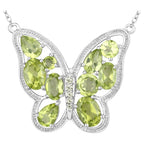 Peridot Butterfly Necklace 4.5 Carats Sterling Silver