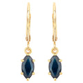 Natural Sapphire Dangle Earrings 1.18 Carats 10K Yellow Gold