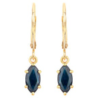 Natural Sapphire Dangle Earrings 1.18 Carats 10K Yellow Gold