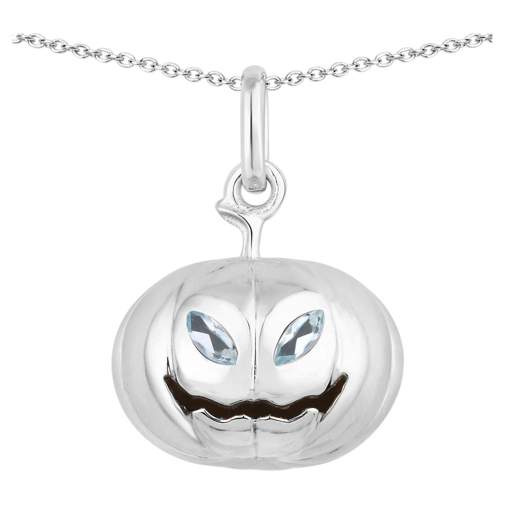 Blue Topaz Jack-o'-Lantern Pendant 0.16 Carats Sterling Silver
