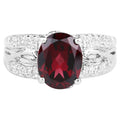 Rhodolite Garnet Ring With White Topaz 3.2 Carats Sterling Silver