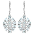 Aquamarine Dangle Earrings White Topaz 2.9 Carats Sterling Silver