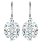 Aquamarine Dangle Earrings White Topaz 2.9 Carats Sterling Silver