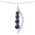 Blue Sapphire Pendant With Diamonds 0.34 Carats 14K White Gold