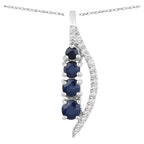 Blue Sapphire Pendant With Diamonds 0.34 Carats 14K White Gold