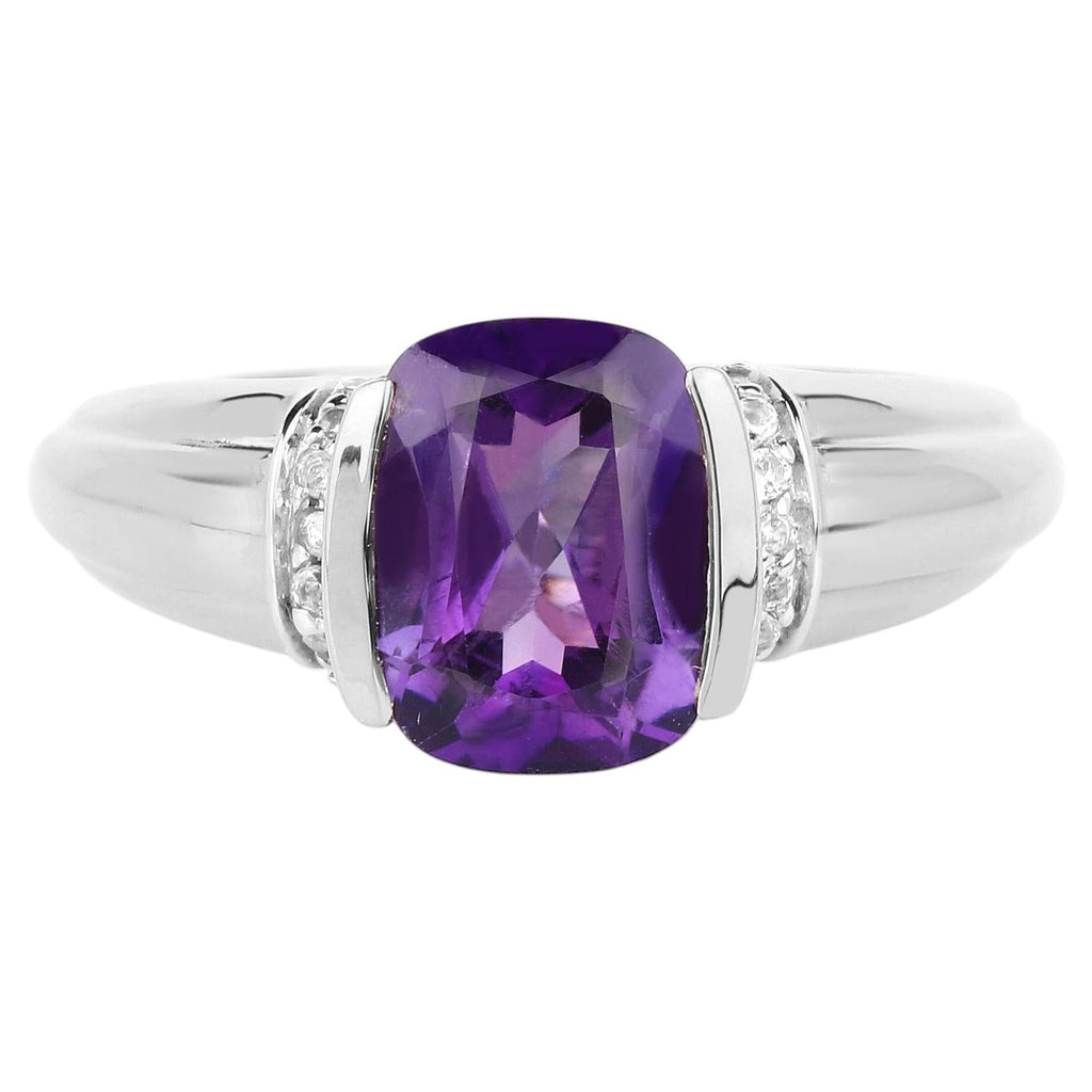 Amethyst Ring With White Topaz 1.5 Carats Sterling Silver