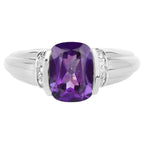 Amethyst Ring With White Topaz 1.5 Carats Sterling Silver