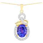 Tanzanite Pendant Necklace Diamonds 3.9 Carats 14K Yellow Gold