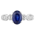Blue Sapphire Ring With Diamonds 2.38 Carats 18K White Gold