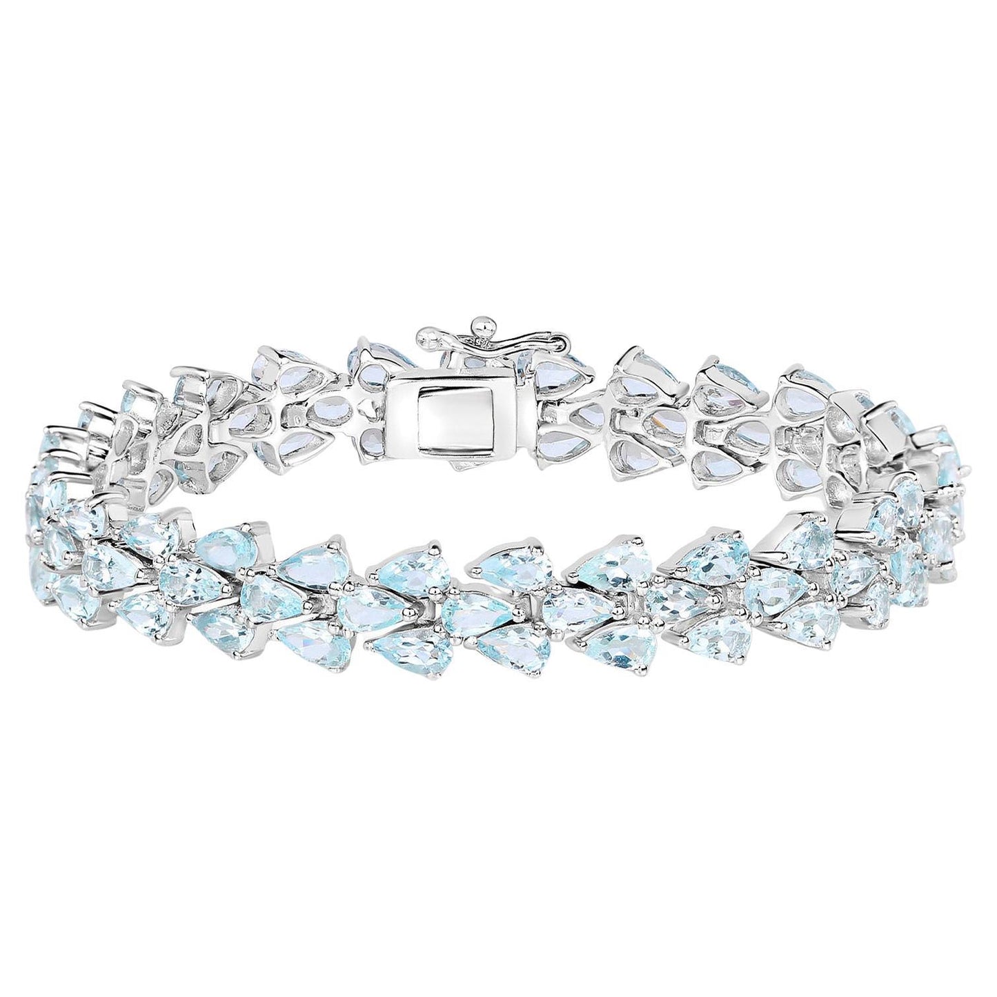 Aquamarine Tennis Bracelet 14.1 Carats Sterling Silver