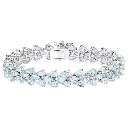 Aquamarine Tennis Bracelet 14.1 Carats Sterling Silver