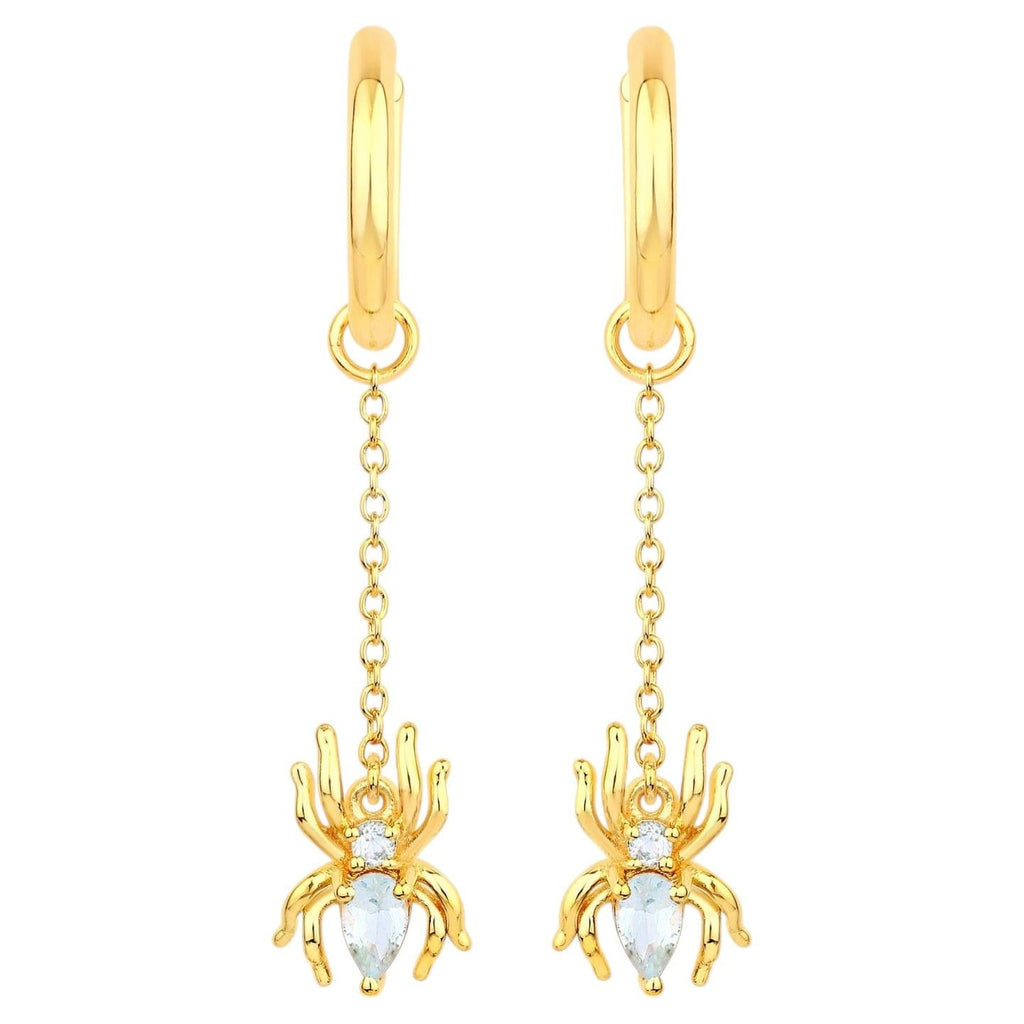 Blue Topaz Spider Earrings 0.54 Carats Gold Plated Silver
