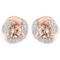 Morganite Flower Stud Earrings With Diamonds 0.9 Carats 14K Rose Gold
