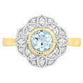 Aquamarine Ring With White Topaz 0.92 Carats Gold Plated Silver