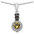 Citrine Pendant With Multicolor Diamonds 0.9 Carats Sterling Silver