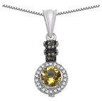 Citrine Pendant With Multicolor Diamonds 0.9 Carats Sterling Silver