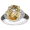 Citrine Ring With Multicolor Diamonds 4.66 Carats Sterling Silver