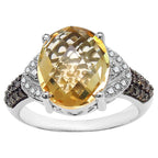 Citrine Ring With Multicolor Diamonds 4.66 Carats Sterling Silver